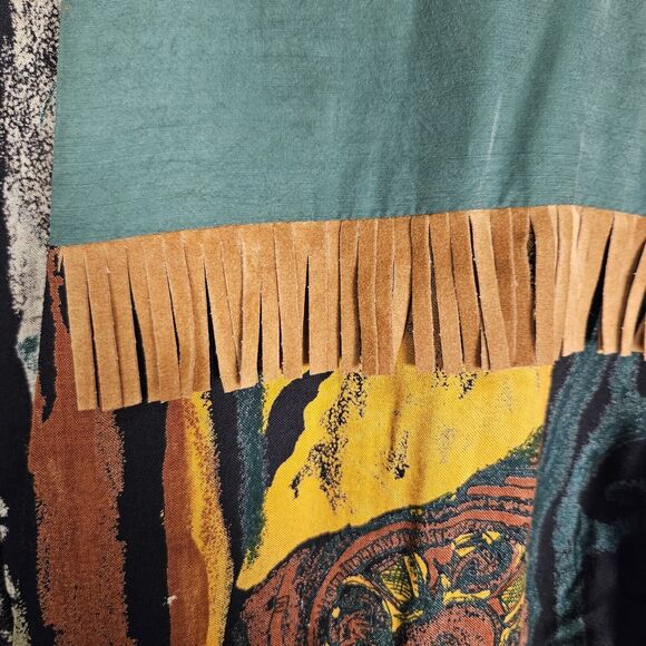 VTG 80s 90s Southwestern In Group Ltd Skirt Jacket Womens M Bohemian Fringe USA - Picture 7 of 16